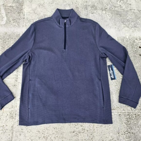 Ben Hogan Men Sweater Micro Jacquard 1/4 Zip Golf Sweater Blue Size M NWT - Picture 3 of 13